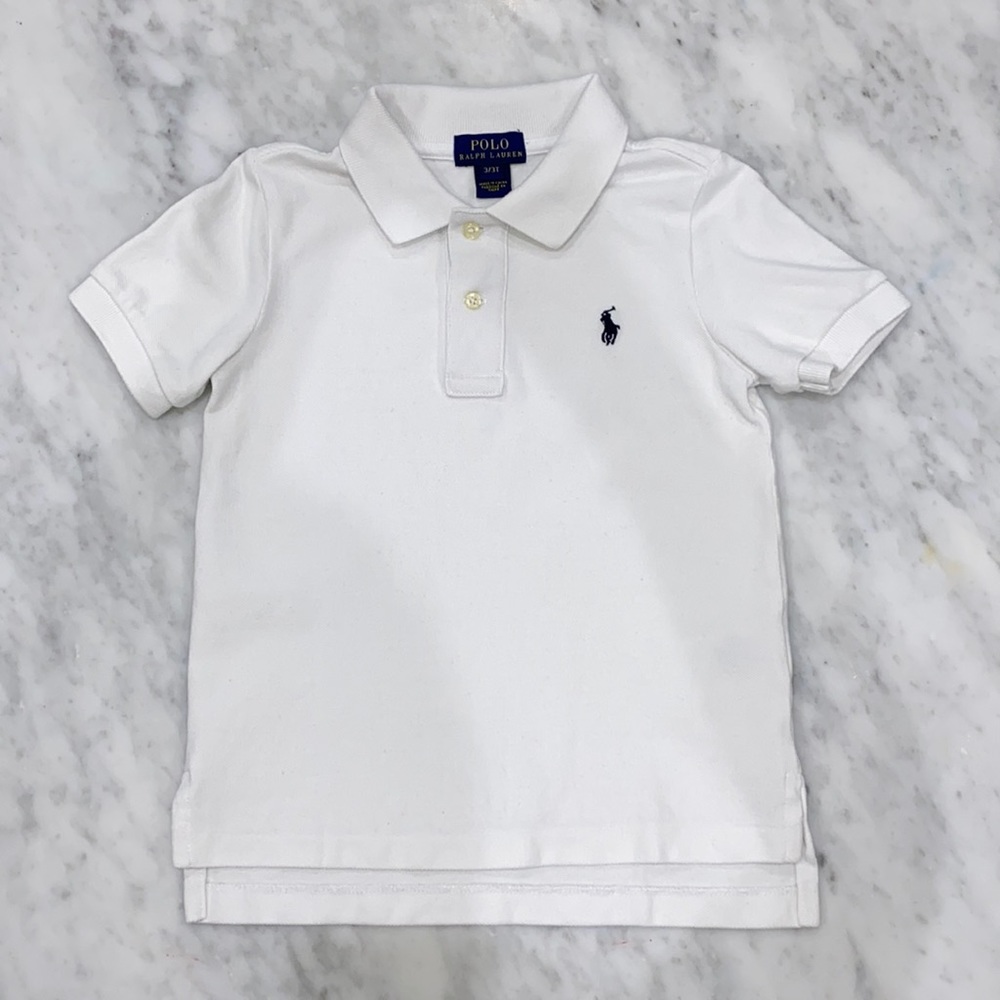 Polo by Ralph Lauren White Polo Shirt with Navy Logo